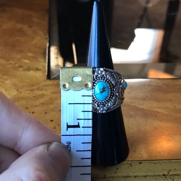 Natural Blue Moon Turquoise Sterling Silver Ring Size 6 - Picture 5 of 10